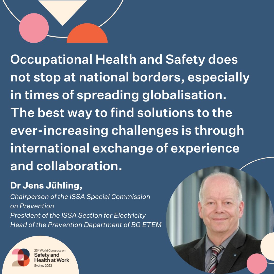 WorldCongress23's tweet photo. 13 days until registrations open! Introducing Dr Jens Jühling from @BG_ETEM @ISSACOMM &amp; member of our International Organising Committee. He shares how #collaboration can help the #OSH sector overcome challenges. Sign up &amp; be the 1st to know about tickets: https://t.co/VgKvmIG2le https://t.co/Op1vKu9rVD