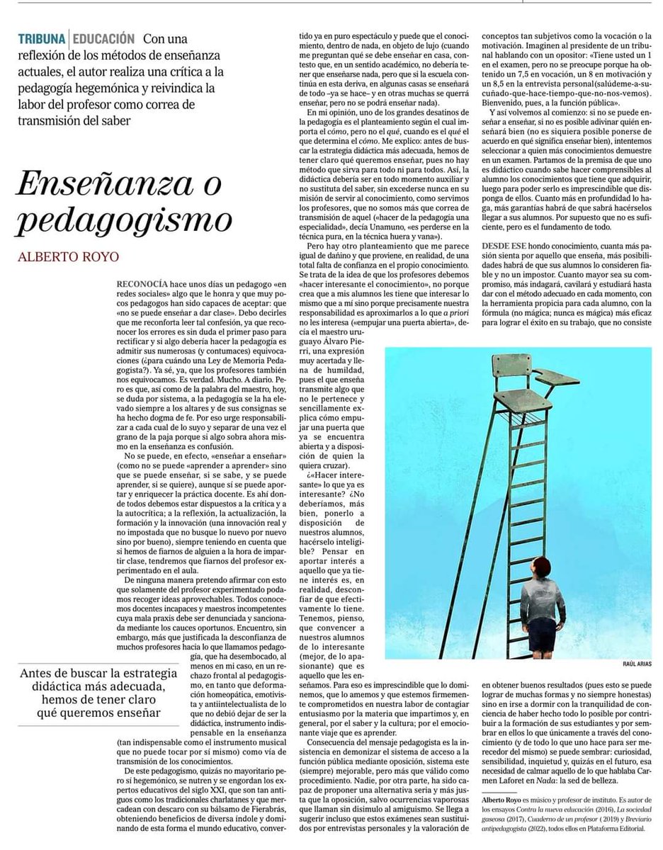 profesoratticus's tweet photo. Enseñanza o pedagogismo. Mi tribuna en El Mundo. https://t.co/CHqtUFFU1r