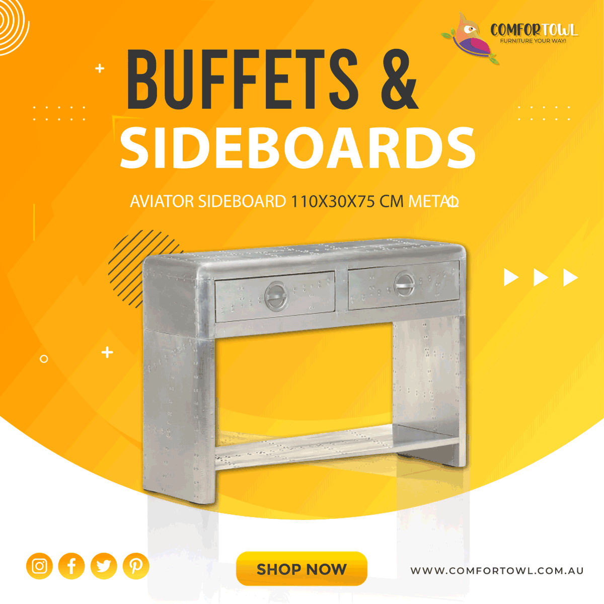 comfortowl's tweet photo. If you’re looking to add a simplistic touch of aviator charm to your interior decor, this sideboard is here! 

Click here to buy - https://t.co/bQMqSQAAIT

Shop Now - Buffets &amp; Sideboards
#interiordesign #furniture #vintage #interior @comfortowl https://t.co/BRlrNF9vh4