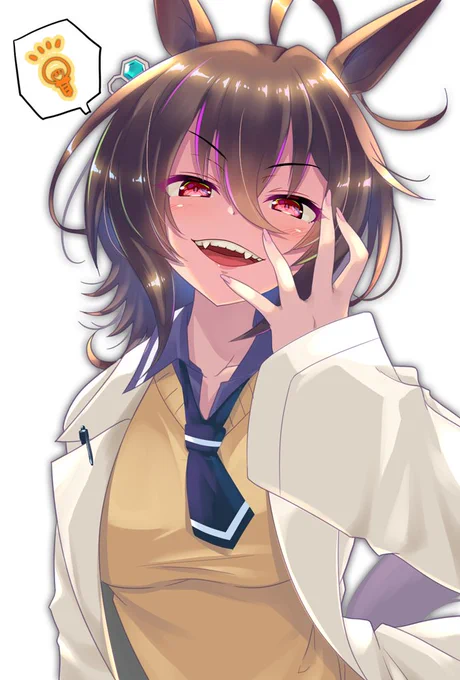 トレンドにタキオンの名前があったので…。以前に描いたいい事思いついタキオンと怒られタキオンをぺたり。#アグネスタキオン#ウマ娘 
