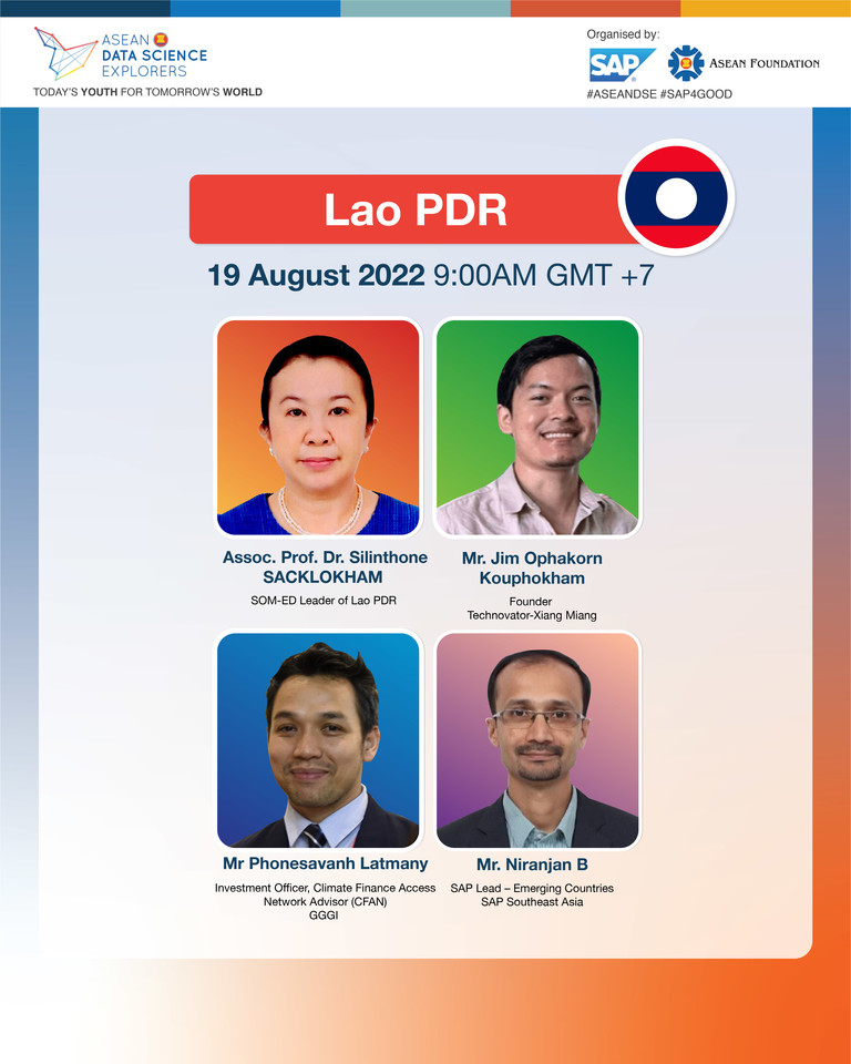 aseanfoundation's tweet photo. #ASEANYouth , Meet your judges for ASEAN Data Science Explorers National Finals for Lao PDR and Myanmar! 🥳

Come join us on Facebook Live ‼️

#WeAreASEAN #BeASEAN #SAP4GOOD #ASEANDSE #ADSE https://t.co/cpTRpVREzN