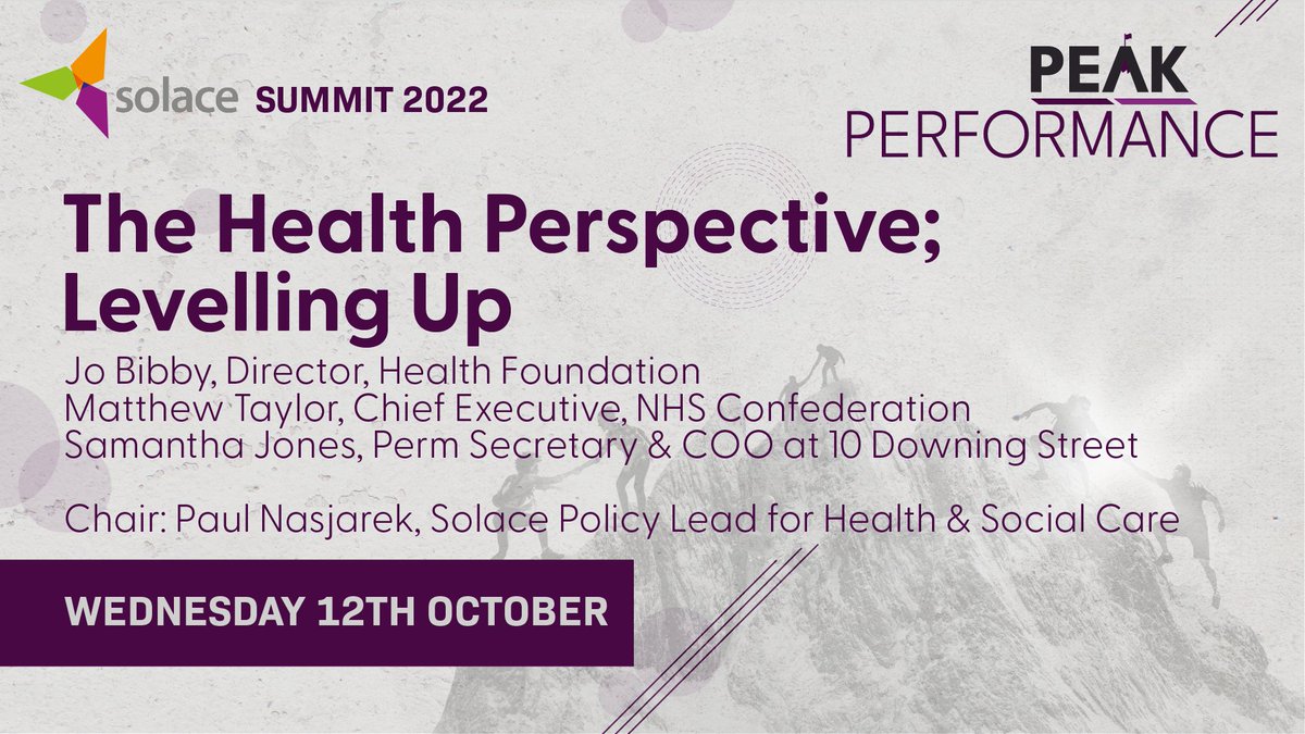 Solace_UK's tweet photo. With health equality a key mission in the #LevellingUp agenda, this panel session at #SolaceSummit22 will explore how we can improve health outcomes &amp; narrow the HLE gap. Join @JoBibbyTHF @SamanthaJonesUK &amp; @FRSAMatthew on 12/10 in Birmingham https://t.co/f93f28OC4Q https://t.co/MbvTK9zS22