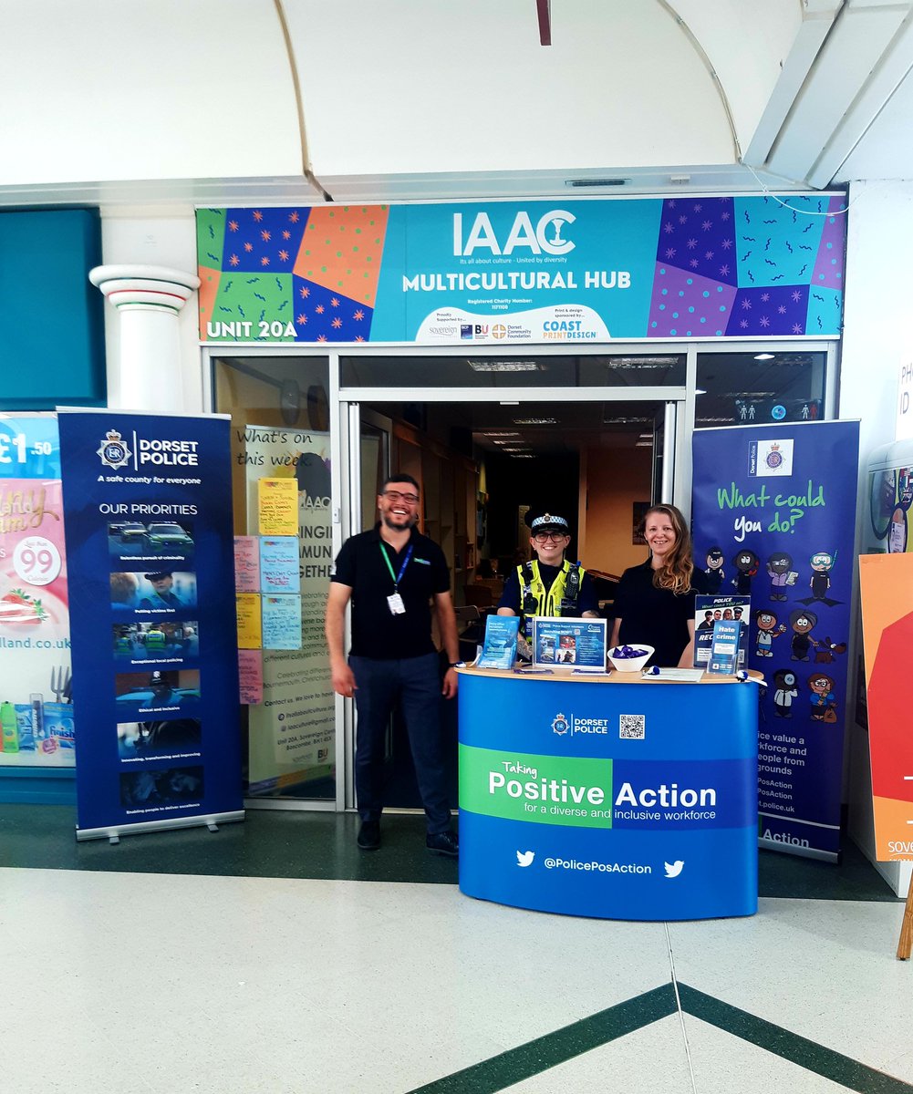 PolicePosAction's tweet photo. The doors are open at #IAAC in @SovCentBoscombe and we are promoting #policejobs and @DorsetVOL #volunteering opportunities with @dorsetpolice. We'll be here till 2PM so come and say Hi 👋 #JoinUs #BePartOfSomethingBigger #PositiveAction Are you ready for a new career? 🚓👮‍♀️🚨🐾 https://t.co/j6bSZnV9pp