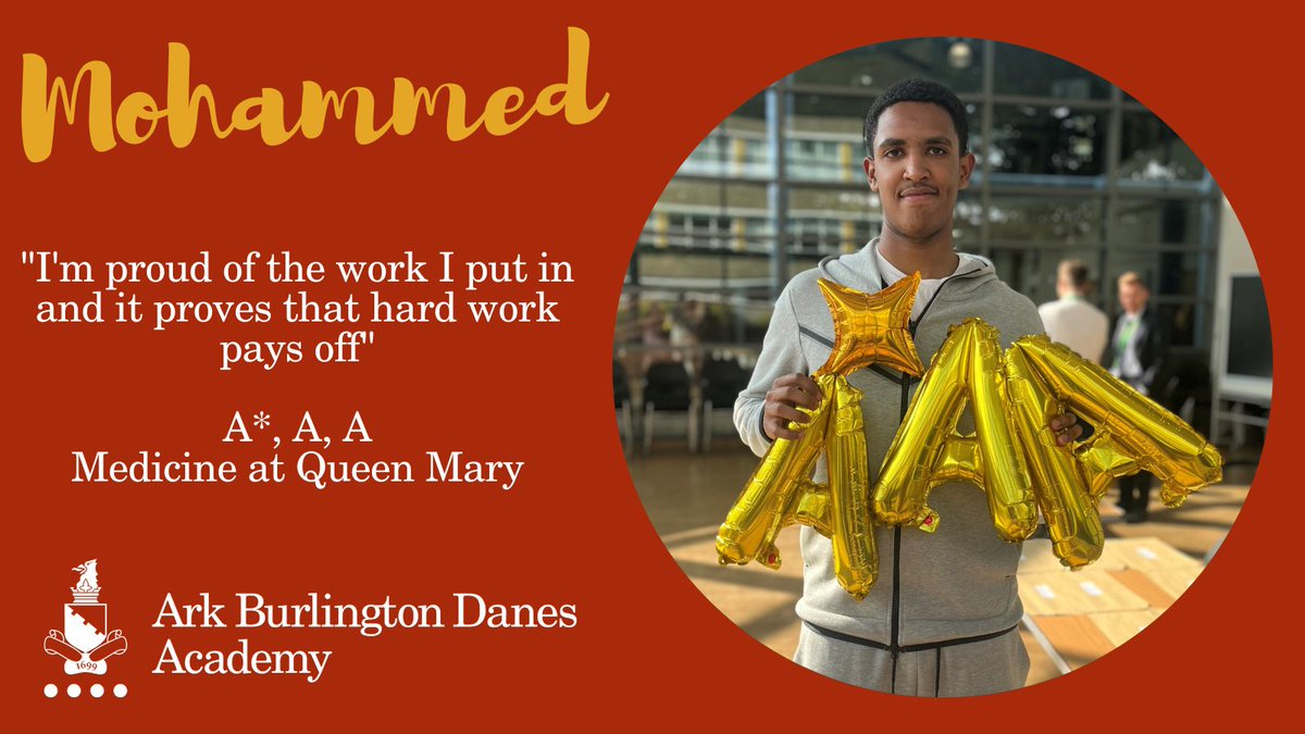 ArkBDA's tweet photo. Well done Mohammed who will be an absolutely amazing doctor! He's off to @QMUL with some brilliant grades in Biology, Chemistry and French. https://t.co/xOFdKggffb
