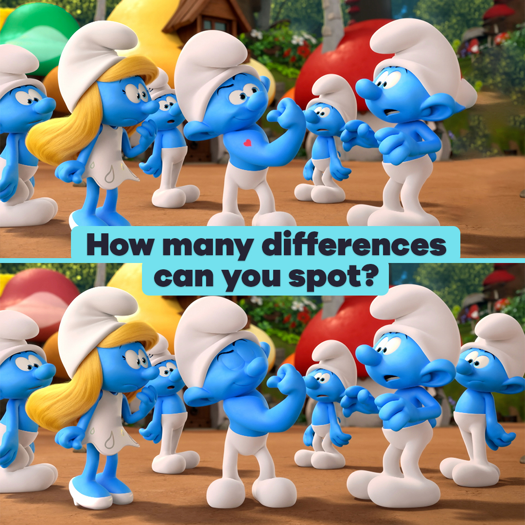 NickAfrica's tweet photo. Spotting any Smurfs difference 🧐. Comment down below on your answers 😎! #TheSmurfs #mynick https://t.co/FCk2opZTW1