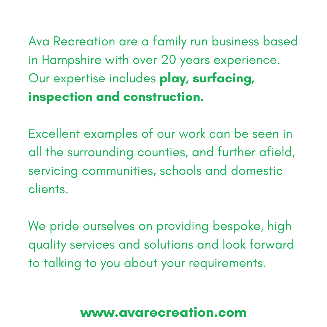 AvaRecreation's tweet photo. Check out our website https://t.co/TGwpGyy3fq for our full list of services. 

#avarecreation #teamava #playground #playgroundsurfacing #playgroundequipment #outdoorplayground #outdoorplay #play #hampshirebusinessuk https://t.co/avWg3anTCy