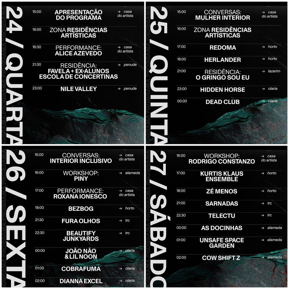 martasantosilva's tweet photo. programa do festival gratuito, integrado na cidade, espalhado por sete palcos para ver as melhores vistas de lamego, a começar na próxima quarta. apareçam, i will 💛 #zigurfest https://t.co/qJlcTtIyTz