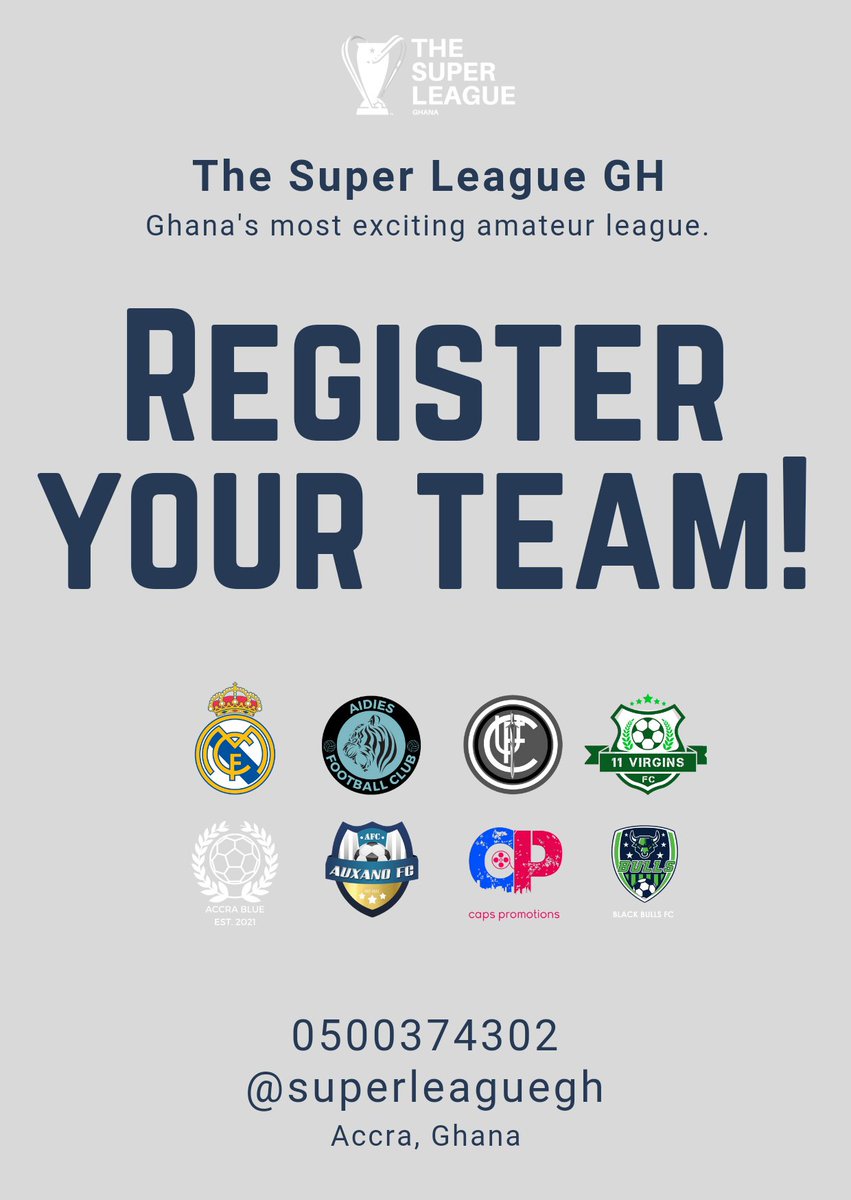 superleaguegh's tweet photo. Interested in joining the most exciting and competitive amateur football league in Ghana? Reach out to us via phone or DM. https://t.co/RHm3J6M6Ec