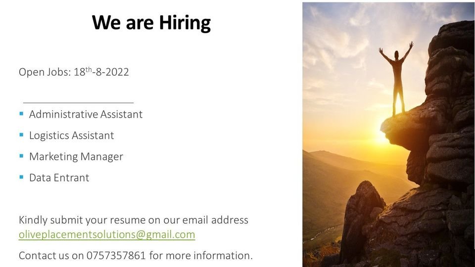PlacementOlive's tweet photo. Our Client is seeking to recruit capable, motivated and resolute professionals to fill the below positions. kindly submit your resume on our email address oliveplacementsolutions@gmail.com. https://t.co/UJLPpcgkmt