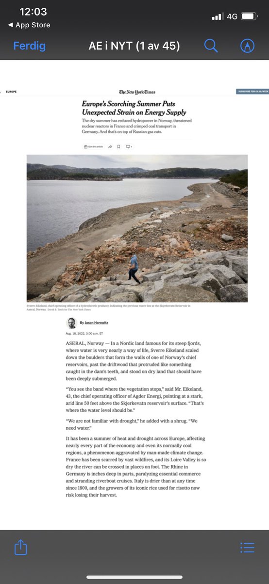 stsyvert's tweet photo. @nytimes visiting @Agder_Energi  to report about drought and European energy crisis. Jason Horowitz inspects our hydro magazines, and speaks with us about the complexity of the energy situation and the need to speed up production of renewable energy. #renewables #climatechange https://t.co/o0mVZ08XGc