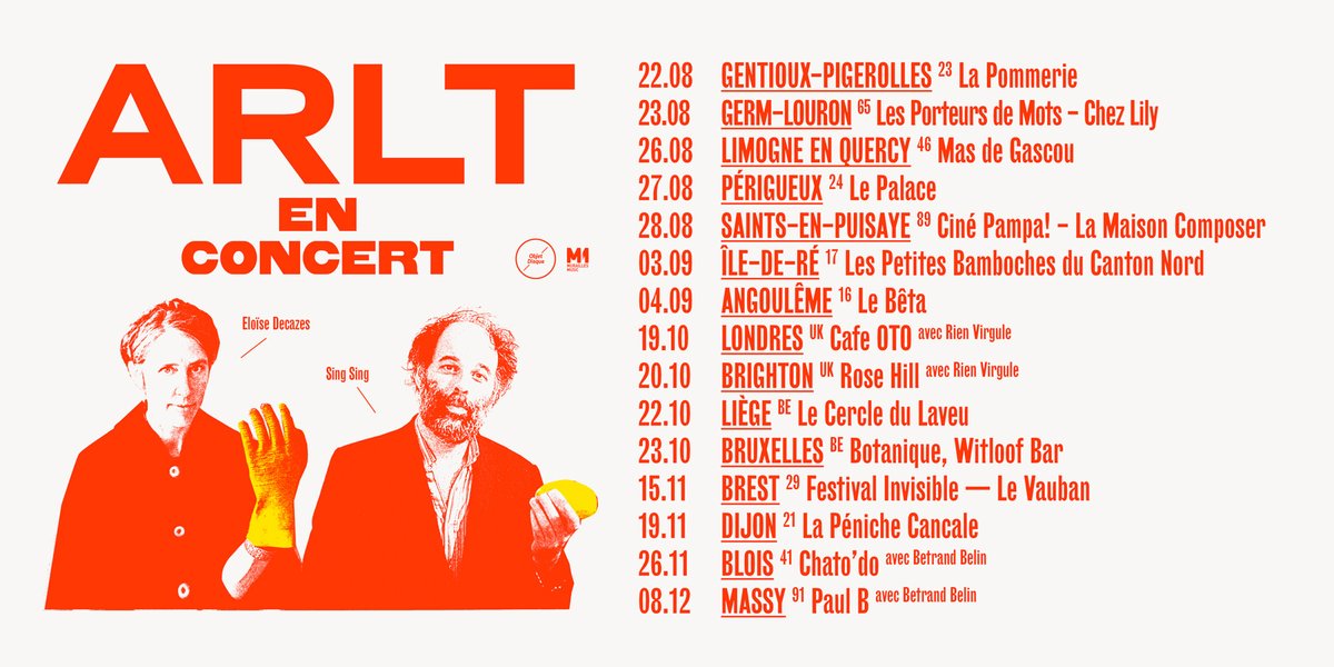 Murailles Music (@muraillesmusic) on Twitter photo TOURNÉE | Arlt publie ‘Turnetable’ son nouvel album spirite et forain. Sur scène c’est une grande marelle débordant d’amplis louches, un imagier rugueux, un champ de bataille pour enfants dégénérés; Ça tourne et ça penche !
cc <a href="/ObjetDisque/">Objet Disque</a> TOURNÉE | Arlt publie ‘Turnetable’ son nouvel album spirite et forain. Sur scène c’est une grande marelle débordant d’amplis louches, un imagier rugueux, un champ de bataille pour enfants dégénérés; Ça tourne et ça penche !
cc <a href="/ObjetDisque/">Objet Disque</a>