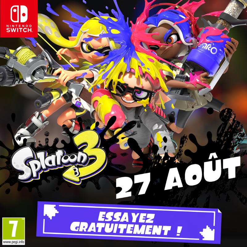 NintendoFrance's tweet photo. Essayez gratuitement Splatoon&amp;nbsp;3 le samedi 27 août à l'occasion du Splatoon 3: Splatfest World Premiere&amp;nbsp;! Allez-vous défendre la pierre, la feuille ou les ciseaux&amp;nbsp;?