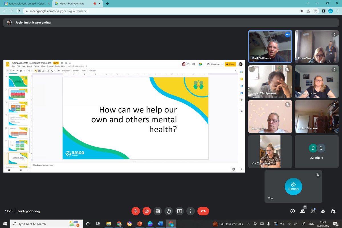 iungoHQ's tweet photo. 💛 How can we help our own and others' mental health? 💛

A well-attended #CompassionateColleagues session this morning with @MarkWilliamsFMH 

💛 Listen and ask
💛 Don’t ignore what you see
💛 Don’t judge
💛 Don’t give advice, suggest seeking help

#MentalHealthMatters https://t.co/PxXDPayEfj