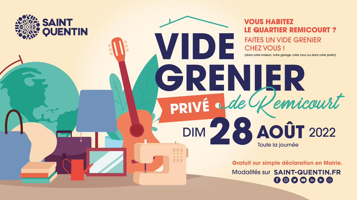 a_saint_quentin's tweet photo. #VIDEGRENIER | En attendant la #braderie et la #brocante du grand #WeekEnd de la rentrée, profitez du vide grenier privé organisé dans le quartier Remicourt le dimanche 28/08 📅
📩 Derniers jours pour nous envoyer votre demande si vous souhaitez exposer 👉 https://t.co/VKJJTeIbqu https://t.co/W5NncFMZPC