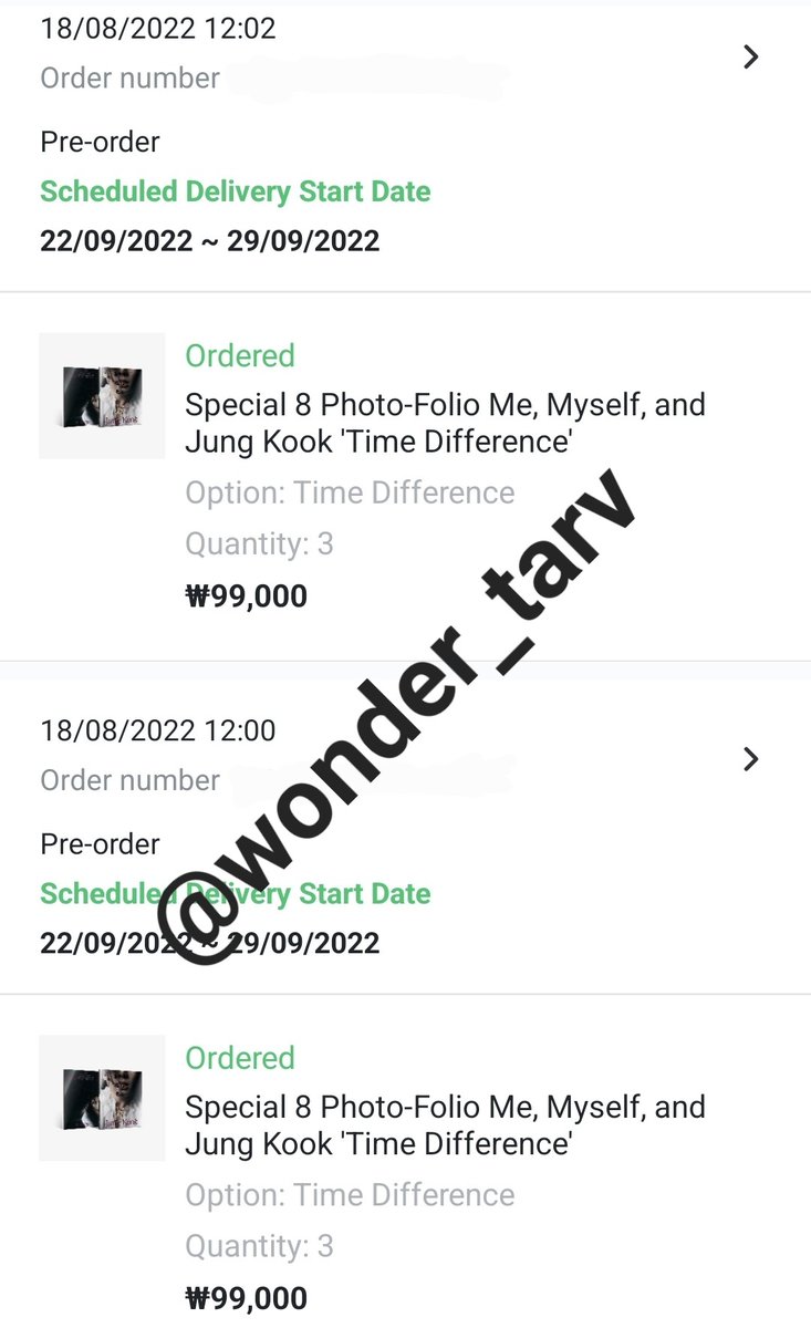wonder_tarv's tweet photo. หลักฐานการกด
Special 8 Photo-Folio Me, Myself, and Jung Kook ‘Time Difference’ 
restock รอบ 1

เว็บเริ่มส่ง 22/09
ส่งเรือ ชำระสองรอบ

อัพเดตใต้ทวิตนี้นะคะ
#wd_update https://t.co/FGYynvfVDb
