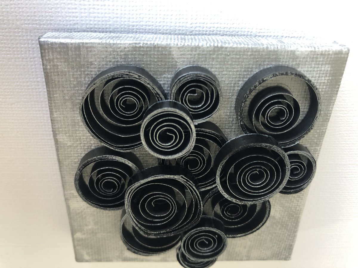 New addition to my @Etsy shop! #abstractart #3Dart #fridgeart #fridgemagnet #minicanvasart #black #gray #silver #circles #squares #smallgiftidea #stockingstuffer #shopsmall #shelfie