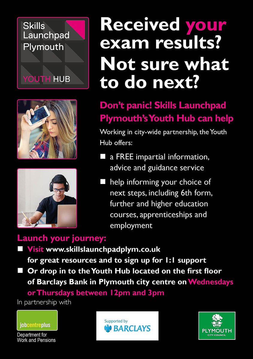 Millfieldstrust's tweet photo. If you are a parent or guardian supporting a young person receiving their #ALevelResults today, @LaunchpadPlym @Skills Launchpad have lots of information and advice over on #YouthHub #ResourceBank, right here
https://t.co/VAqMv8f80Z https://t.co/mX7D6mbb5c