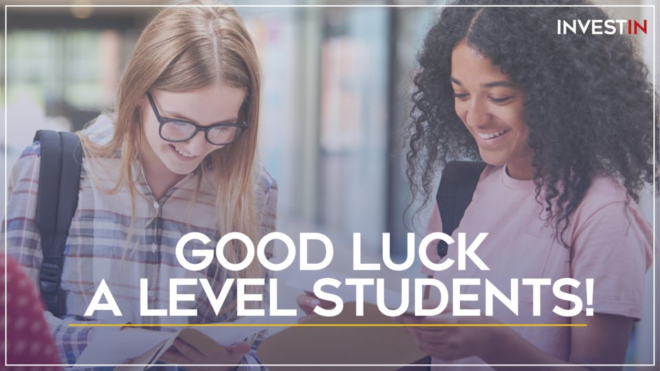 The InvestIN team wish A Level students the best of luck on their results today🤞Just a little reminder - these results do not define you and there are so many paths you can take towards finding your dream future! #ALevelResults #ResultsDay