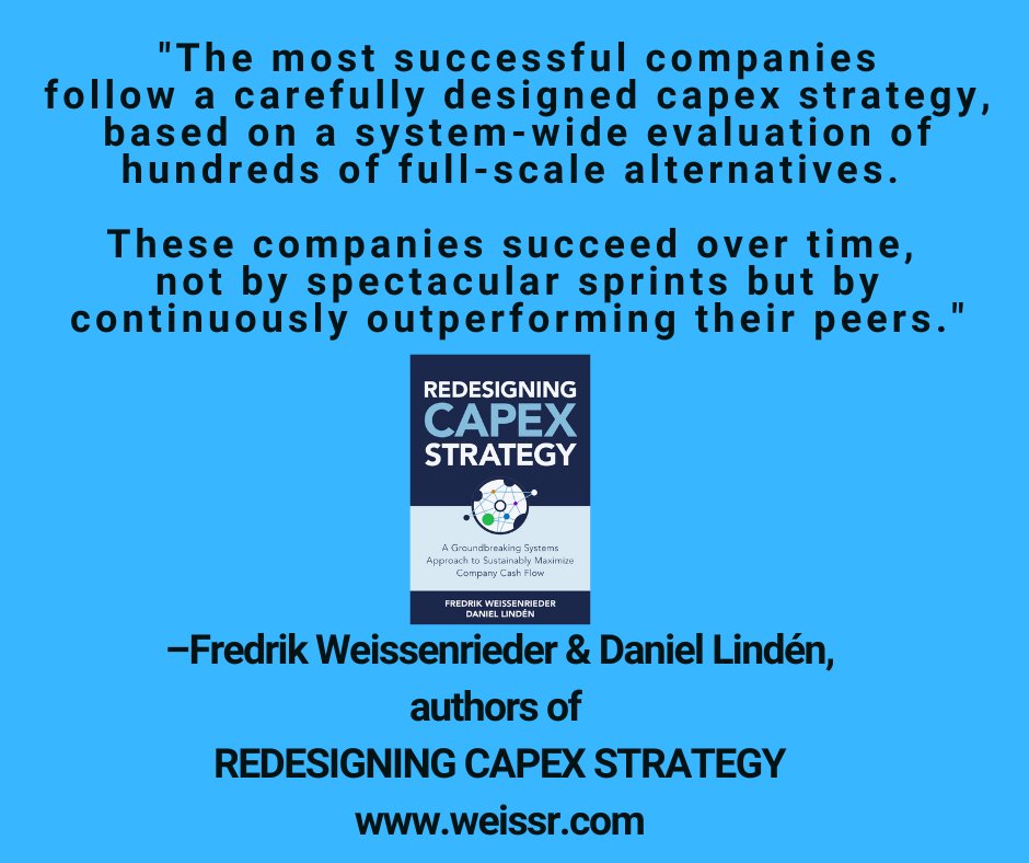 WeissenriederCo's tweet photo. REDESIGNING CAPEX STRATEGY will be published by McGraw Hill on September 1.  You can order your copy
here: https://t.co/hVNFgqwfBZ

#capex #capexstrategy #businessintelligence https://t.co/8mMwssPgOT