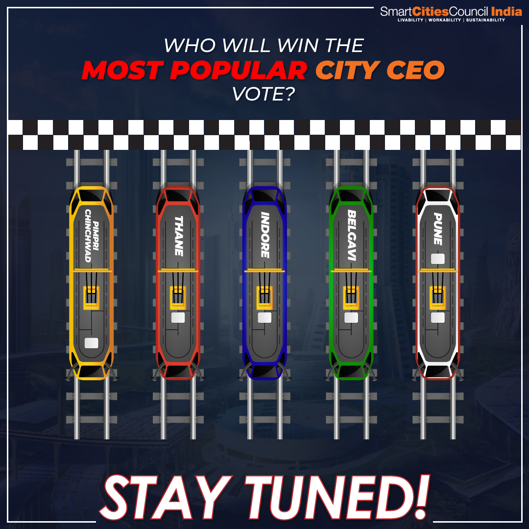 Thank you for your tremendous response.

The voting for the most popular City CEO has now ended.

Guess who the winner is?

<a href="/UjjainSmartCity/">Ujjain Smart City</a> <a href="/jscljaipur/">Jaipur Smart City Limited</a> <a href="/TMCsmartcity/">Smart Thane</a> <a href="/Vizag_SmartCity/">GREATER VISAKHAPATNAM SMART CITY CORPORATION LTD</a> <a href="/csclofficial/">Chennai Smart City Limited</a> <a href="/BSCL_BBSR/">Smart Bhubaneswar</a> <a href="/smartcitykanpur/">Smart City Kanpur</a> <a href="/SmartCityK/">SmartCity Kochi</a> <a href="/SmartCityKota/">Smart City Kota</a> <a href="/smartcityddun/">Dehradun Smart City Ltd.</a>