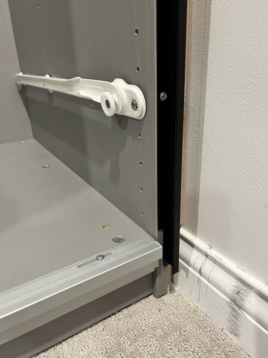 DrKyle2310's tweet photo. @IKEAUSA  I like how you told me to join these at the FIFTH hole from bottom. THEN I come to find out the lowest position for the mesh baskets to operate at requires the rails be in the FIFTH one. Super cool of you to make me fuck up my cabinetry at the exact right spot. 😐 https://t.co/aRtrs3Pa2G