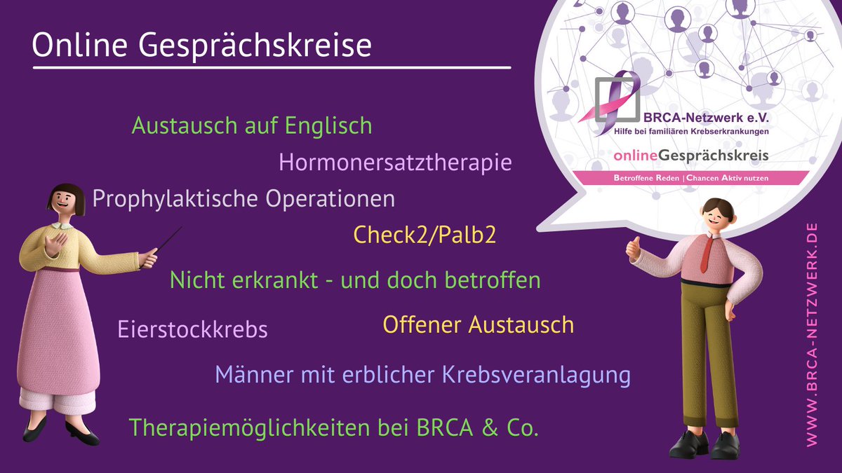BRCA__Netzwerk's tweet photo. Es geht weiter mit neuen Terminen, neuen Themen und auch (teilweise) neuen Referent:innen in unserem #NetzwerkImNetz", den #Online_Gesprächskreisen unseres Netzwerks. 
Schaut mal rein, es ist bestimmt für jede:n was dabei:
https://t.co/nQaswKYqyd https://t.co/uSDB8Pet29