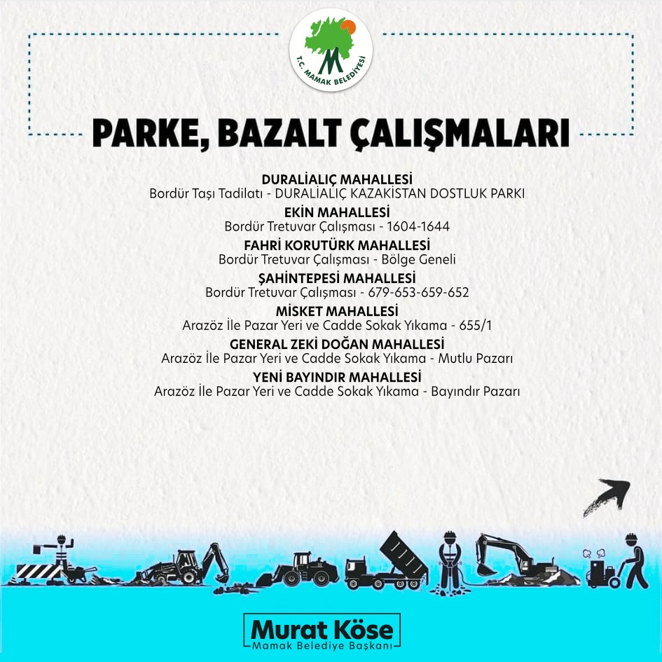 MamakBelediyesi's tweet photo. 18 Ağustos Perşembe 

İlçemiz genelinde 24 noktadaki çalışmalarımız aralıksız devam ediyor. https://t.co/vDF7XiDb8L
