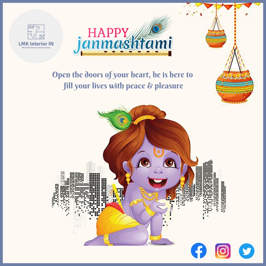 Let’s celebrate the birth of Lord Krishna with joy and happiness. Wish you and your family happy Janmashtami on this auspicious day 

Regards 
LMK Interiors In 

#janamashtami #lordkrishna #homedecor #festivaloffer #furniture #civilengineering #celebratewithus #interiordesign
