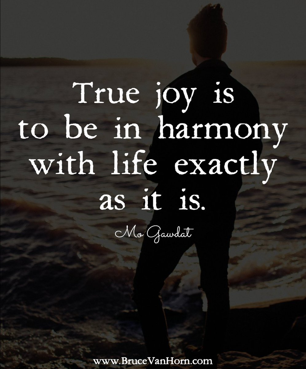 BruceVH's tweet photo. True joy is to be in harmony with life exactly as it is. - Mo Gawdat
#SolveForHappy #Peace https://t.co/g4rUgHOVSq