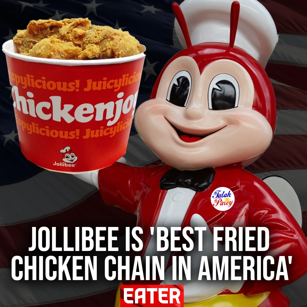 TatakPinoyPH's tweet photo. Iba ka talaga @Jollibee, iba! US-food website Eater ranks the Filipino fast food chain's fried chicken as rank #1 in America. #BeHapppy #TatakPinoy #ProudlyFilipino @Eater https://t.co/6SqlQuUQ8l