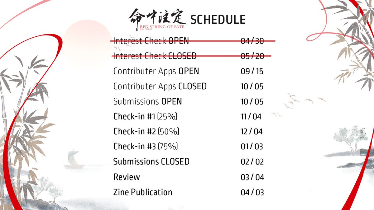 qijiuzine's tweet photo. Good day dear followers, for today's announcement we present to you:

– The official new Schedule for the QiJiu Zine –

Make sure to mark your calendar so you don't miss any important, upcoming events! ⛰️ https://t.co/Fxqo1htqUt