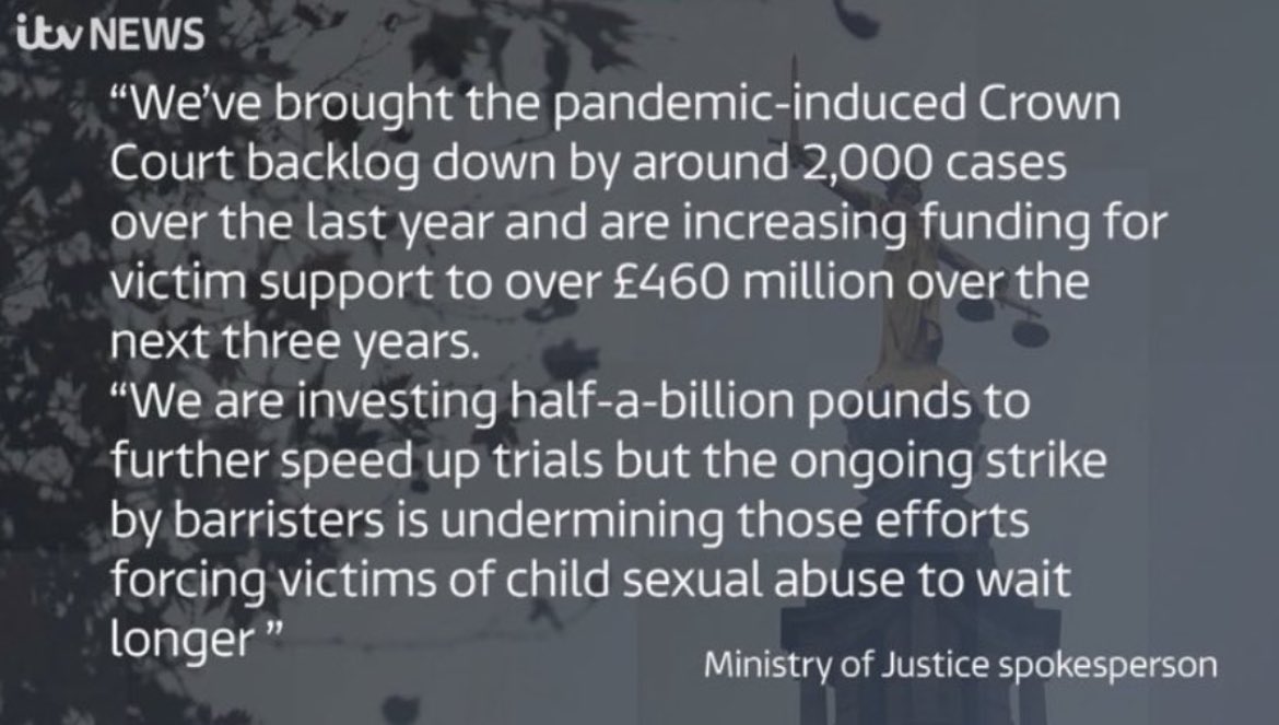 BarristerSecret's tweet photo. 🚨It’s a cuts-induced backlog

🚨It’s rising because there aren’t enough of us

🚨You have invested £0 to speed up trials

🚨Your Prime Minister said investigating child abuse was “spaffing money up a wall”

🚨Your cuts created record delays for victims while we worked for free https://t.co/ICvtJOaGAg