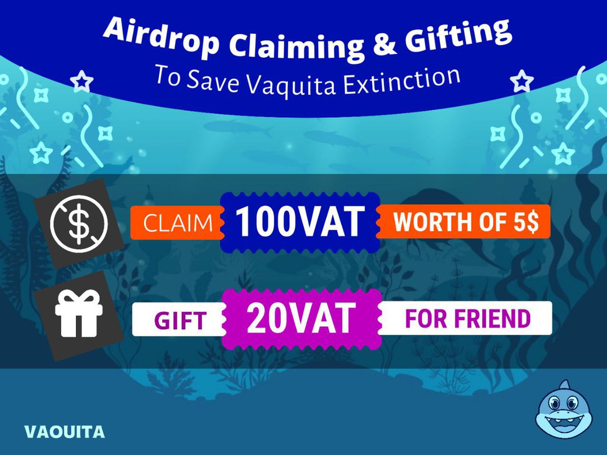 Dear, VAQUITA Community. 

We are happy to announce that we have launched an auto claim airdrop campaign to share with you some rewards for joining our Community. 

airdrop.vaquita.site

VAQUITA Listing on Bitmart and Digifinex In this week. Enjoy this rewards. Stay with VAT.