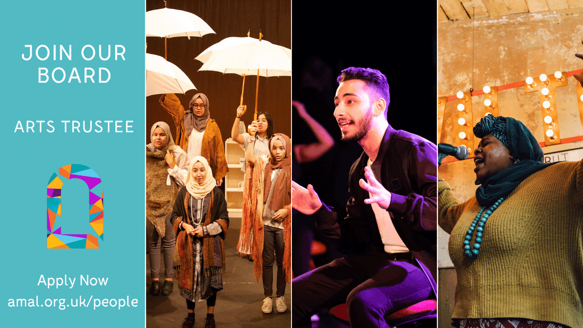 We are looking for a Trustee with experience as an artist or in another role within the arts sector to join our growing Board in the leadership of Amal. Download our Arts Trustee Recruitment Pack. bit.ly/3K0iyvA #Arts #Charity #Trustee #UnleashingCreativePotential