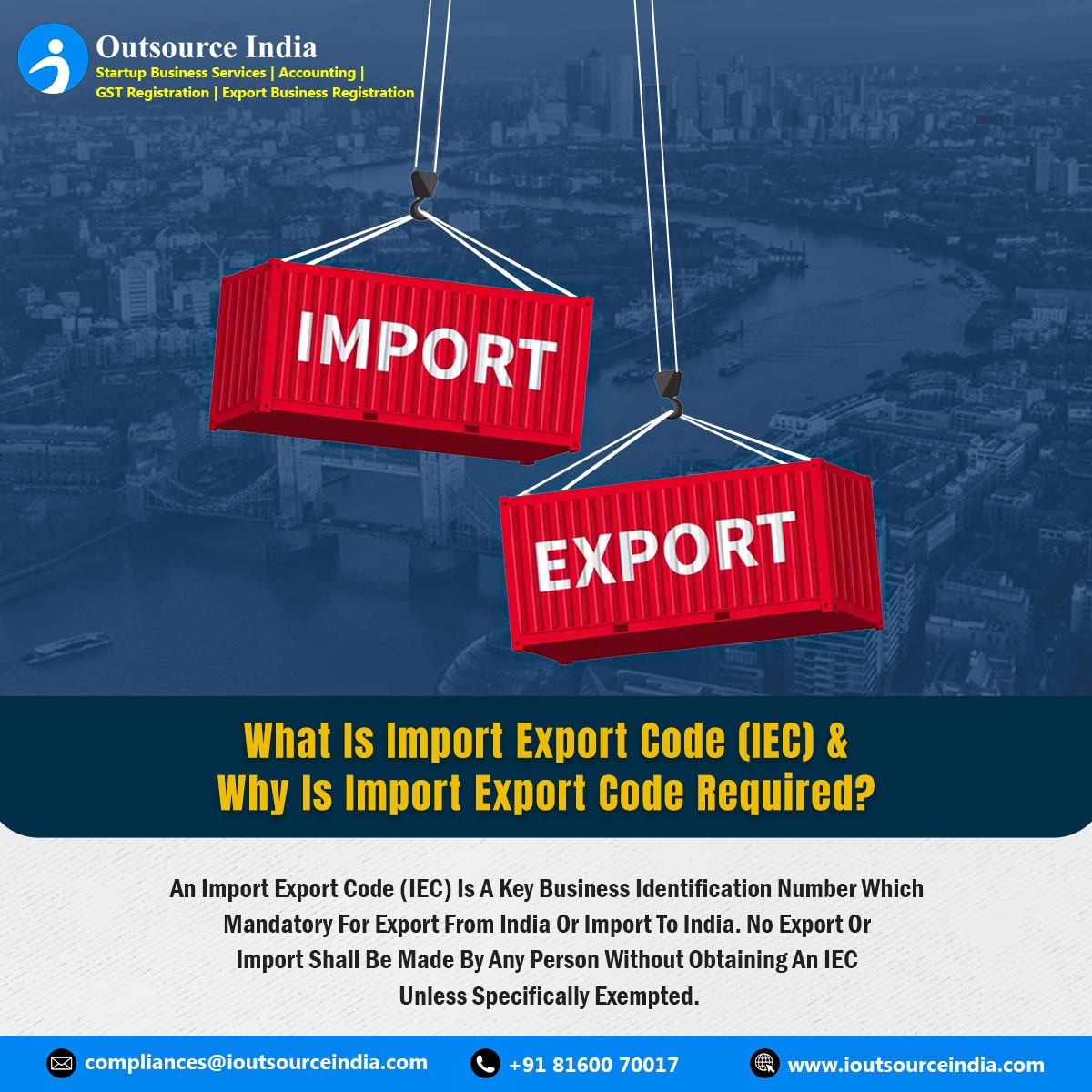 IOutSourceIndia's tweet photo. Do You Want To Get Started For Your Import Export Code? Book Your Free Consultation With Our Industry Expert &amp; Get Complete Guidance!
📲Call Us on: : +91 81600 70017

For More, Visit Our Website: https://t.co/SQzeKGMd8i

#iecgujarat #importexportcode #IOutSource_India https://t.co/Yh6gZtTa6A