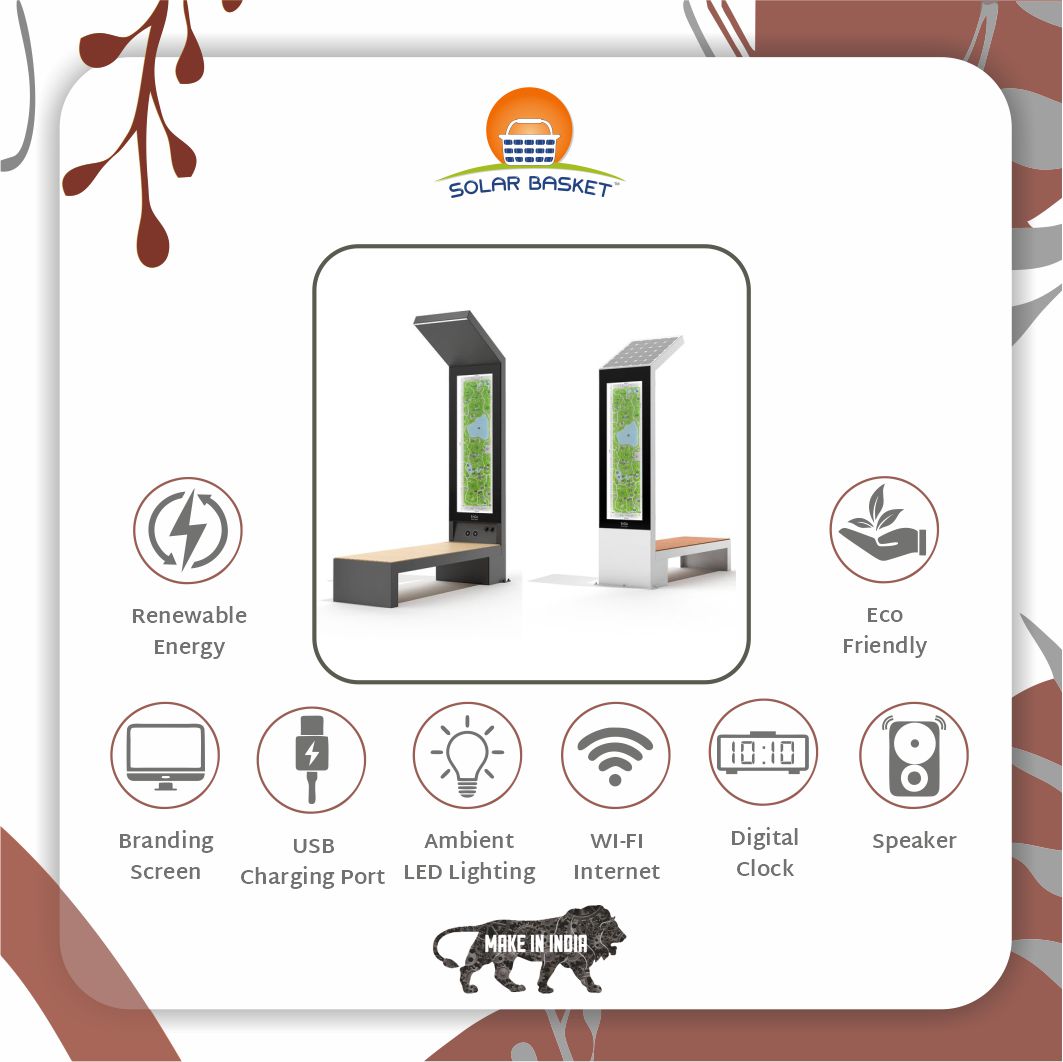 solar_basket's tweet photo. Solar Bench comes with WIFI, USB Charging Port, Ambient LED Lighting, Speaker, Branding screen, Digital Clock etc. In addition to the long lasting Li-Fe Po4 battery, it gives backup of 10-12 hrs after complete charging.
#solarenergy #solarbasket #cleanenergy #solarbench https://t.co/W0VspMiXdX