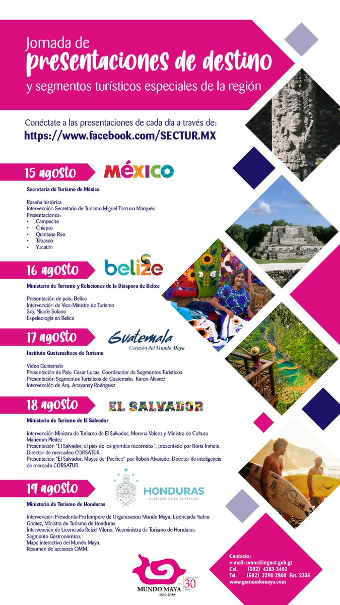 Ciclos de conferencia por concluir del Mundo Maya
#Mexico #Belize #Guatemala #ElSalvador #Honduras #TurismoParaTodos