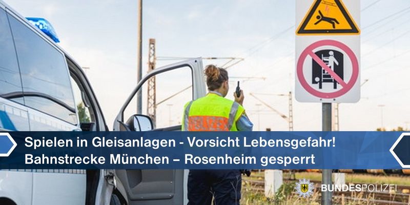bpol_by's tweet photo. Wegen zwei Zehnjährigen im Gleis bzw. auf Strommasten zwischen #Baldham und #Zorneding wurde die Bahnstrecke #München - #Rosenheim von der #Bundespolizei gesperrt.
Vorsicht Lebensgefahr! (https://t.co/bIF92O2T9q) *M https://t.co/5xrxcgXgI2