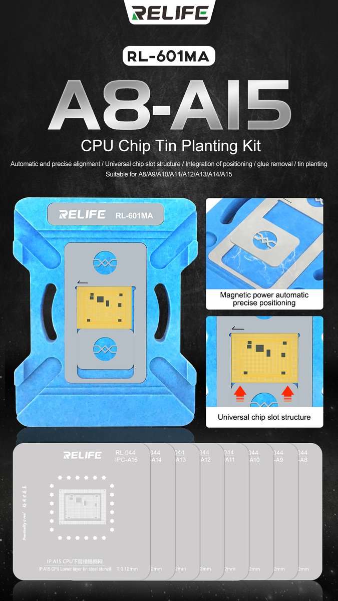 ZoeyTools's tweet photo. 🤩RELIFE RL-601MA A8-A15 IP CPU Repair Fixture Set
🤩Welcome to inquiry，pls add my whatsapp or wechat +8613360566344
#sunshinetools #cpu #iphone #phonerepair #repairphone #repairtool https://t.co/ktxuwGqenP