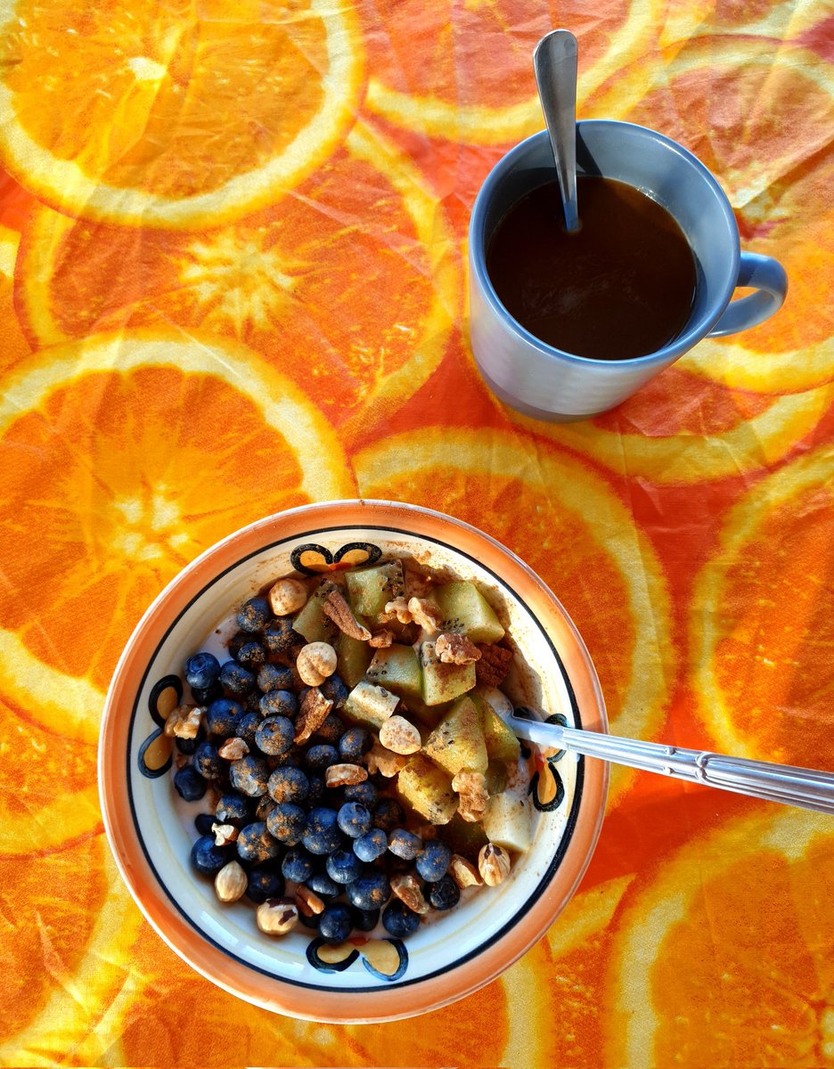 holisticament's tweet photo. Amenece ☀️
Dos yogures naturales de soja #sojade , un kiwi pequeño, arándanos silvestres eco, 15gr de frutos secos tostados y canela ceylán.
Café con colágeno de pasto hidrolizado de @vitalproteins . https://t.co/dtcolz201O