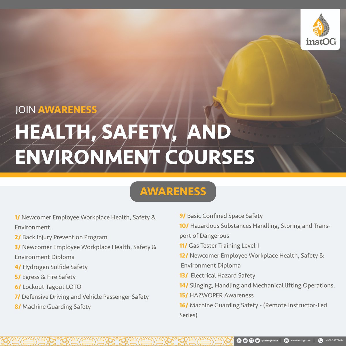 OIEOMAN's tweet photo. #Health, #Safety and #Environment should be an integral part of businesses of all shapes and sizes.
๐ธ Join #instOG courses in #HSE.
To register, click here: ๐ https://t.co/38qwvYv5tz https://t.co/H334Ura2NK