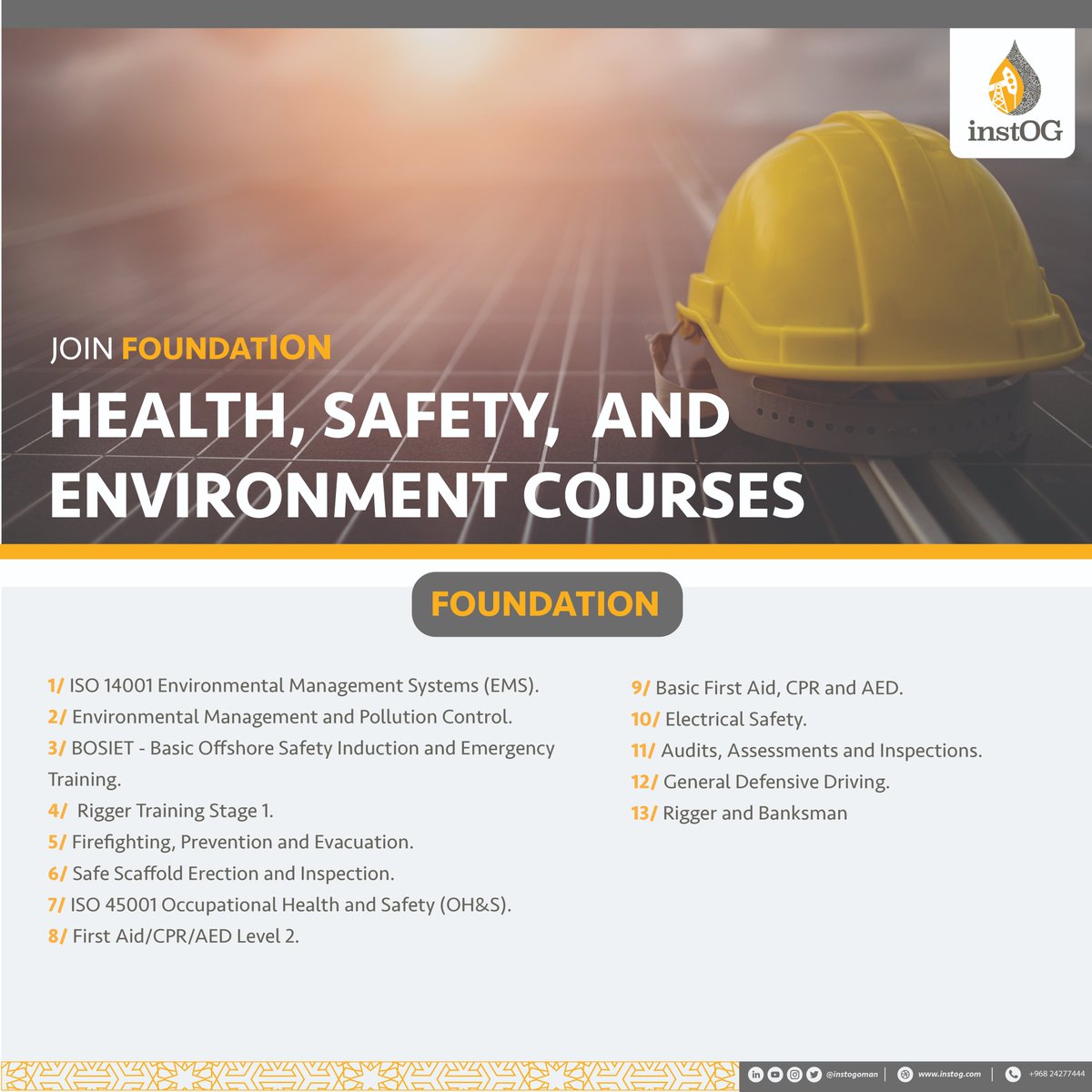 OIEOMAN's tweet photo. #Health, #Safety and #Environment should be an integral part of businesses of all shapes and sizes.
๐ธ Join #instOG courses in #HSE.
To register, click here: ๐ https://t.co/38qwvYv5tz https://t.co/H334Ura2NK