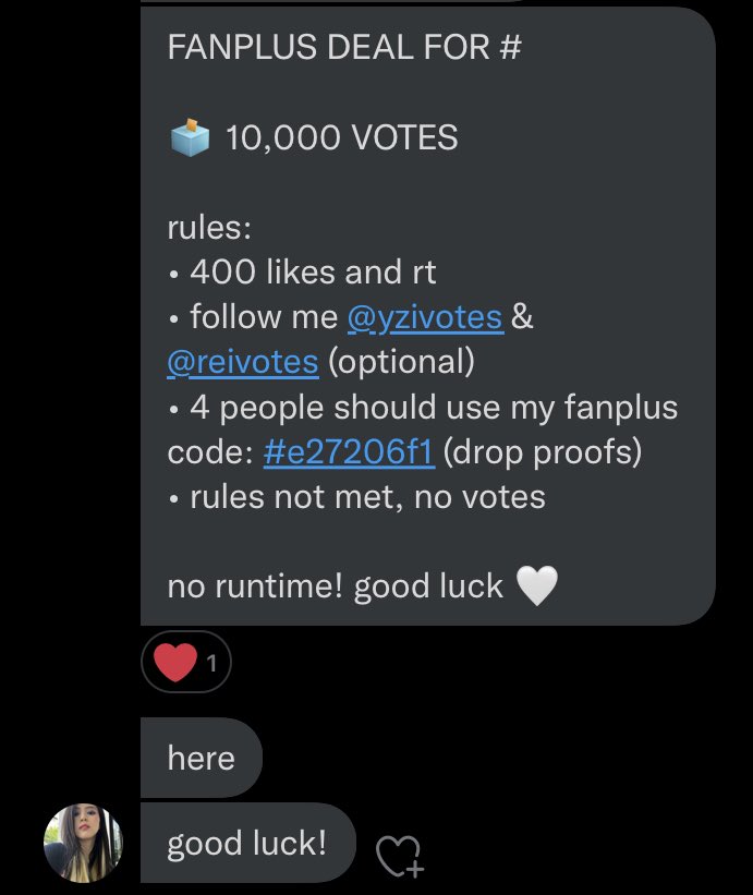 FANPLUS DEAL FOR #HEESEUNG

🗳️ 10,000 VOTES

rules:
• 400 likes and rt
• follow me <a href="/yzivotes/">𝑀𝒶𝓇𝒾𝑒 𝒥𝒶𝓃𝑒♡ 𝓥𝓖𝓔𝓷 𝓒𝓞𝓜𝓜</a> &amp; <a href="/reivotes/">Maze ❤️</a> (optional)
• 4 people should use my fanplus code: #e27206f1 (drop proofs) (you can dm me also)
• rules not met, no votes

no runtime! good luck 🤍
#ENFuelUp #ENVOOSTERS