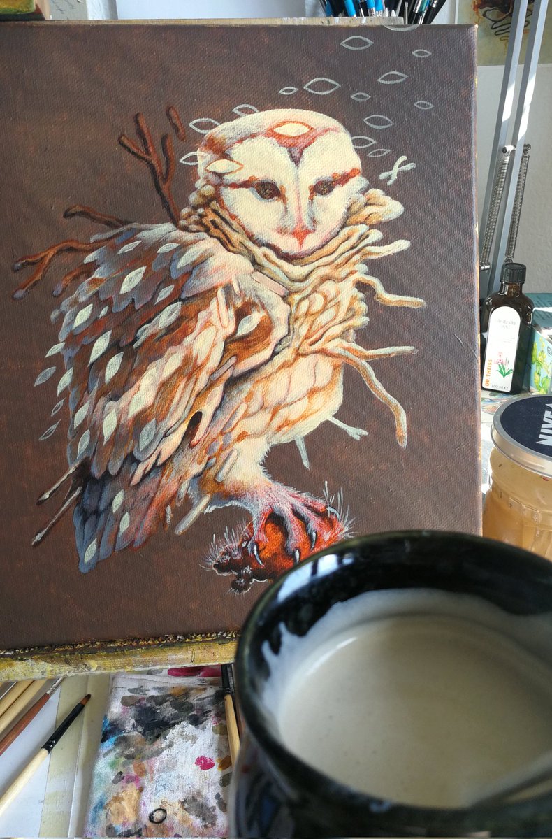 Good morning!  #workinprogress #owlpainting #acrylicpainting
