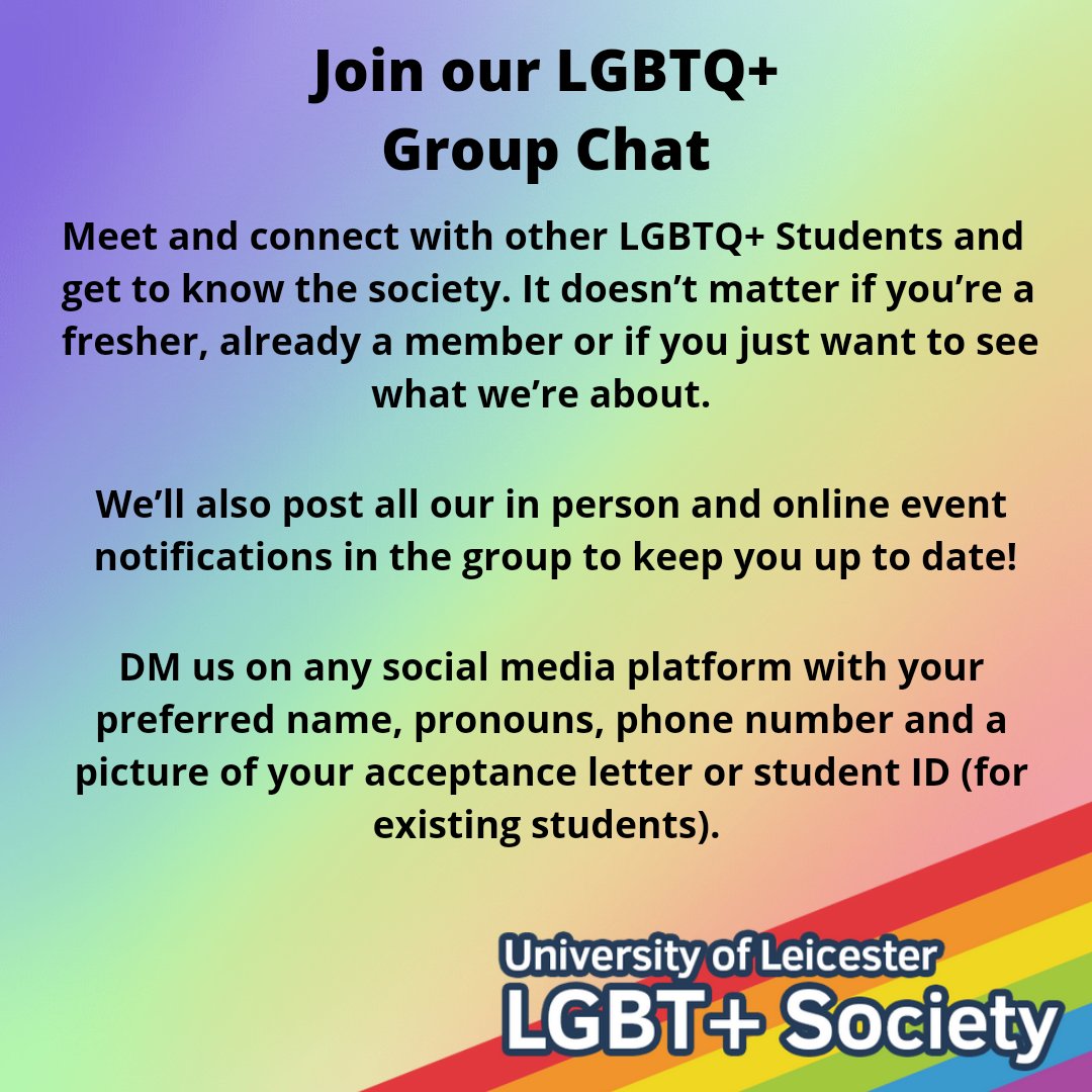 Congratulations and good luck to all the A-level students across the country receiving their results today!

Check out our social media
Insta: @uollgbtsoc 
Twitter: <a href="/leicLGBT/">LGBT+ Society @ UOL</a>
Facebook: University of Leicester LGBT+ Society