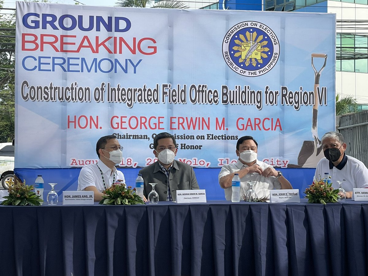 Atty_Lai's tweet photo. About to begin- Ground Breaking Ceremony Construction of Integrated Office Building for Region VI. @ChairGEGarcia  @COMELEC https://t.co/q5XEqpul8W