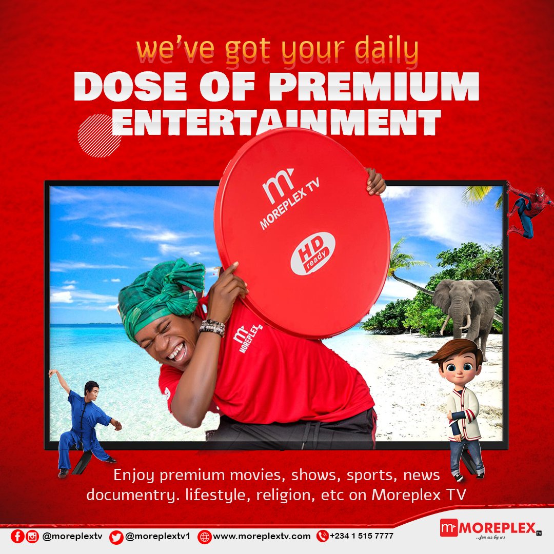 moreplextv1's tweet photo. We've got your daily dose of entertainment.
Get a Moreplex TV HD decoder today and join millions of Africans to enjoy unlimited entertainment, quality and also affordable.
#Moreplextv #ForUsByUs #UnlimitedEntertainment #No1AfricanDecoder https://t.co/qM2lBbfric
