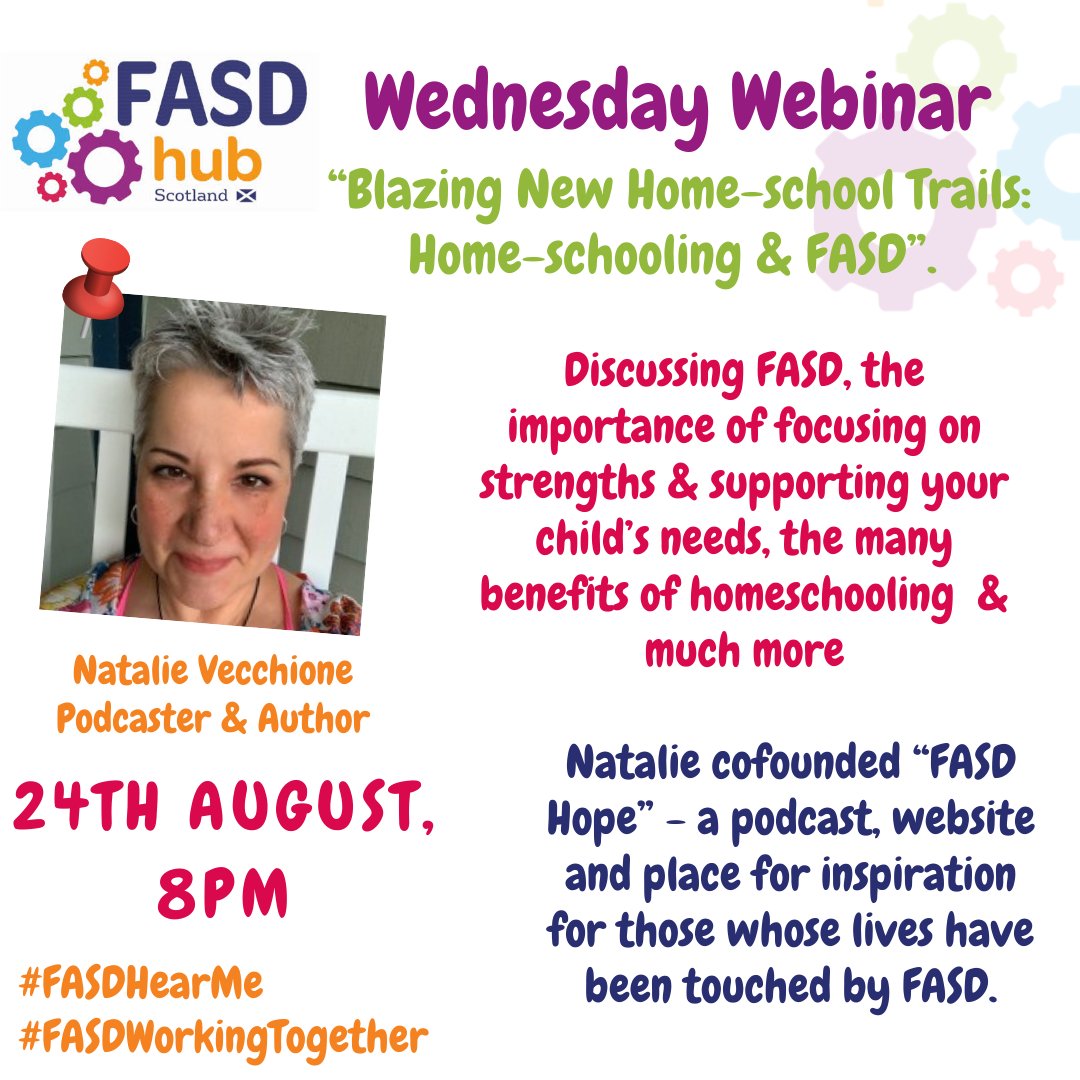 FasdhubScotland's tweet photo. For August's Wednesday Webinar we are delighted to welcome Natalie from @fasdhope to discuss her experience of home-schooling her children, one of whom has #FASD. Find out more and book your free place now: https://t.co/gWt0Sy0X2A #FASDWorkingTogether #FASDHearMe https://t.co/EicOlzCafp