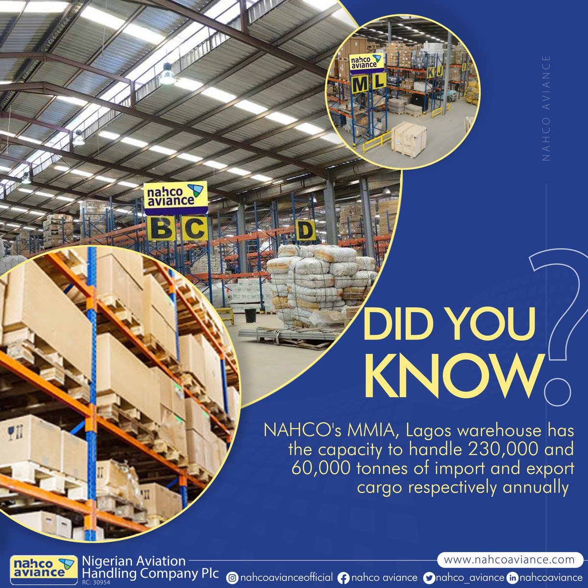 nahco_aviance's tweet photo. Fun Fact; Our Warehouse has a massive capacity to handle tonnes of goods.
For your Cargo handling services? Be sure to reach out to us.
#Nahcoaviance #FunFact #NigerianExport https://t.co/0n3OdliOaA