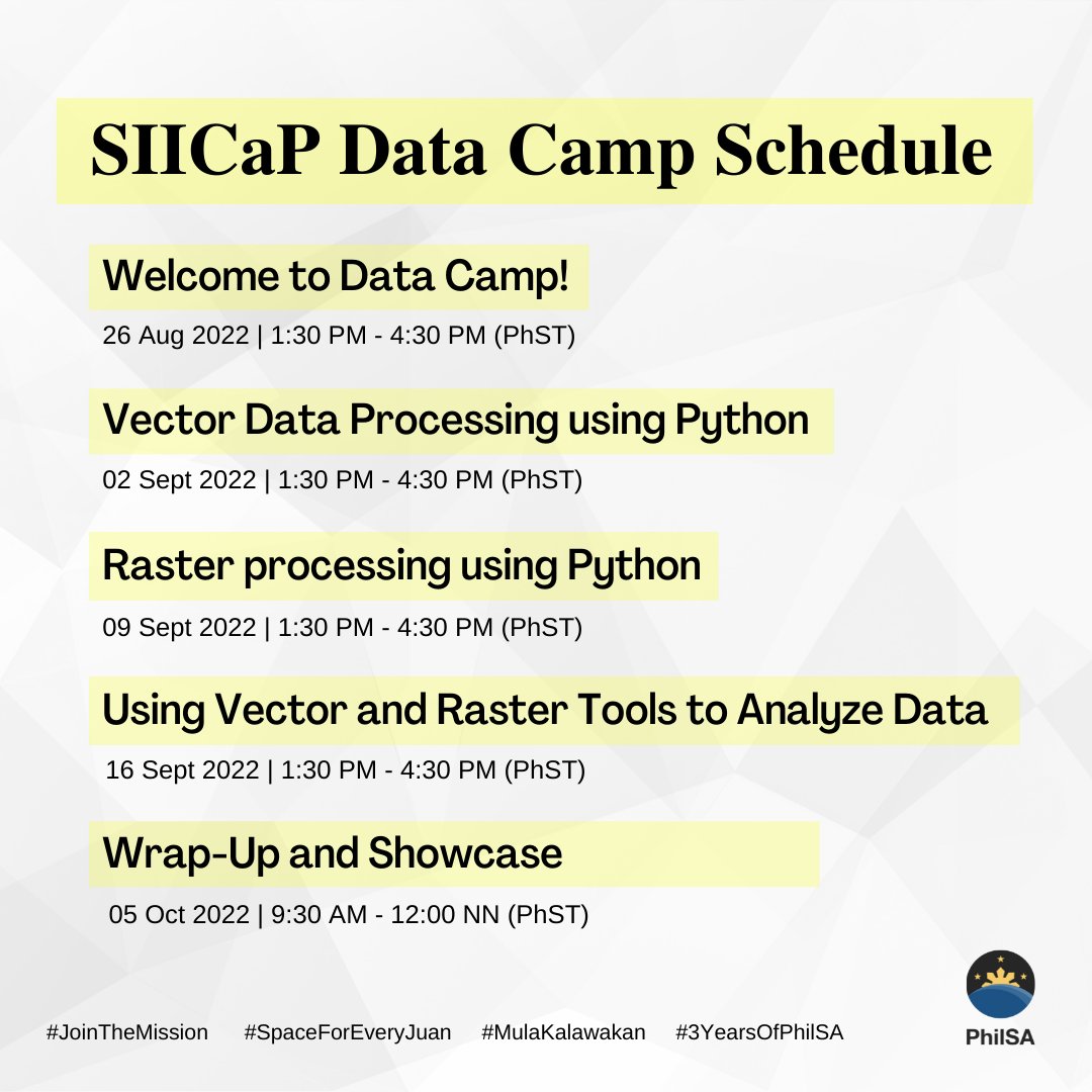 Mark your calendars for this year’s Data Camp! 🗺 📡

To #JoinTheMission, register here: forms.gle/mUVbaTtvUsjQ4u….